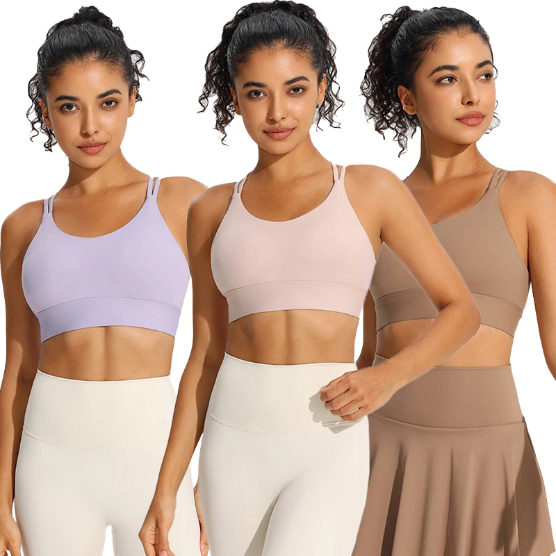 Wholesale Custom-made Lightweight Yoga Bras for Women Quick-drying Breathable High-intensity Sports Vests with Front Logo