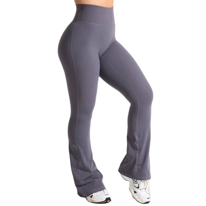 Custom logo Breathable Nylon Spandex High Waist Workout Gym Flare Yoga Pants Leggings Push up