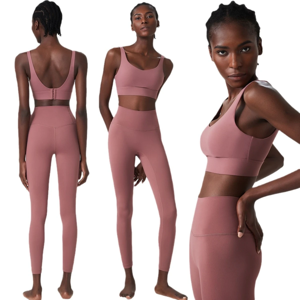Seamed for Style Yoga Workout Set for Women High-Waist Push-Up Shorts & Padded Sports Bra Two-Piece Activewear