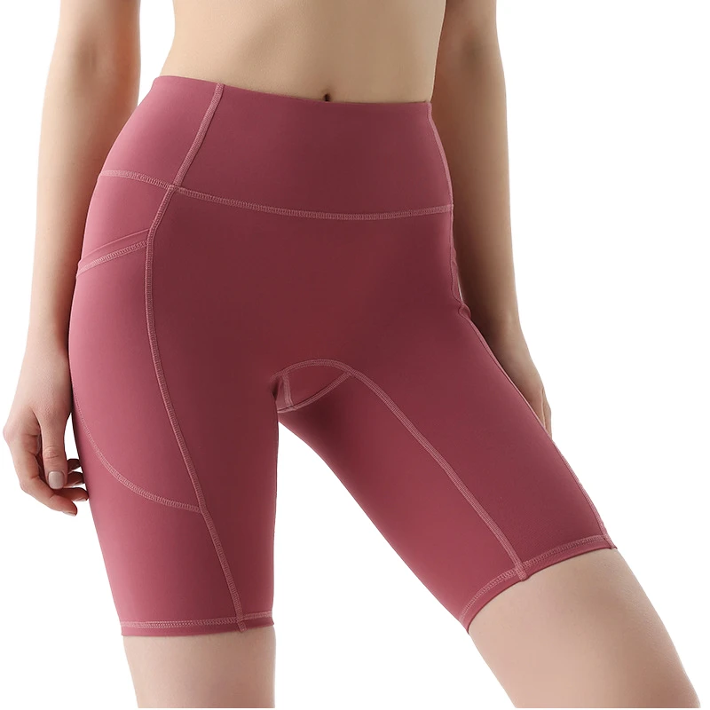Wholesale Yoga Shorts Running Sports Short Leggings Elastic High Waist Butt Lifting Workout Yoga Shorts With Hide Pockets