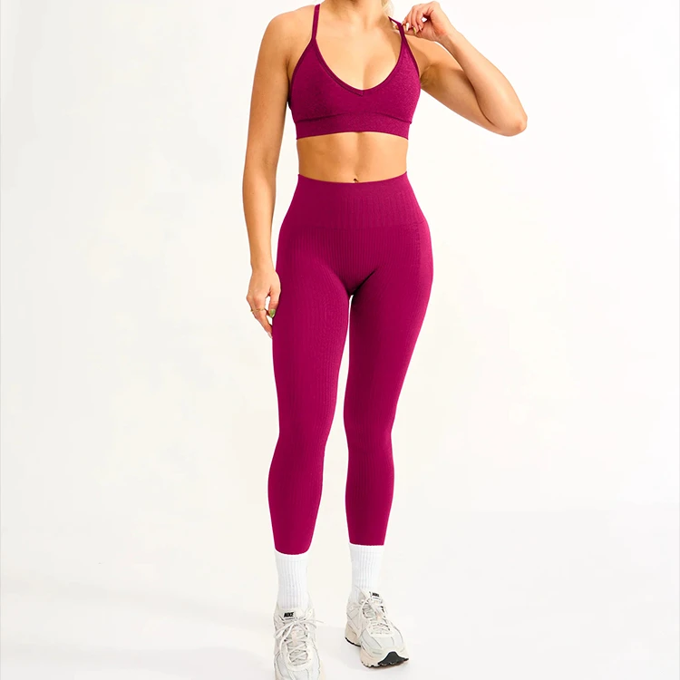 Women Suit Sportswear Set Sexy Yoga Sets Breathable Quick-drying Crossed Straps Bra and Leggings Flared Pants 2 Piece Yoga Set