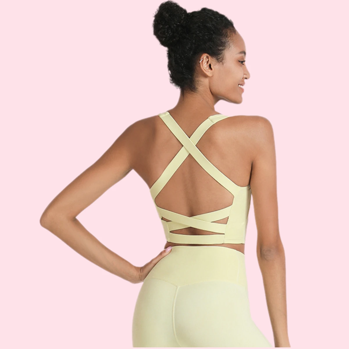 High Quality Sports Bra with Shockproof & Breathable Back Cross Wide Straps High Strength Removable Cups Push-up Style