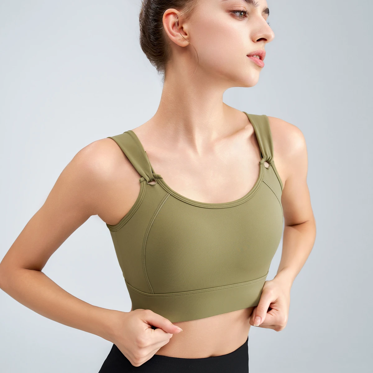 Women's Medium Support 3XL Plus Size Halter Strap Sports Bra Breathable Yoga Fitness Running Front Logo Removable Cup