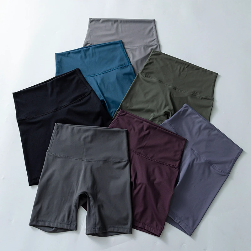 High Waist Seamless Breathable Solid Yoga Shorts for Women Tight Elastic Running Workout Gym 3