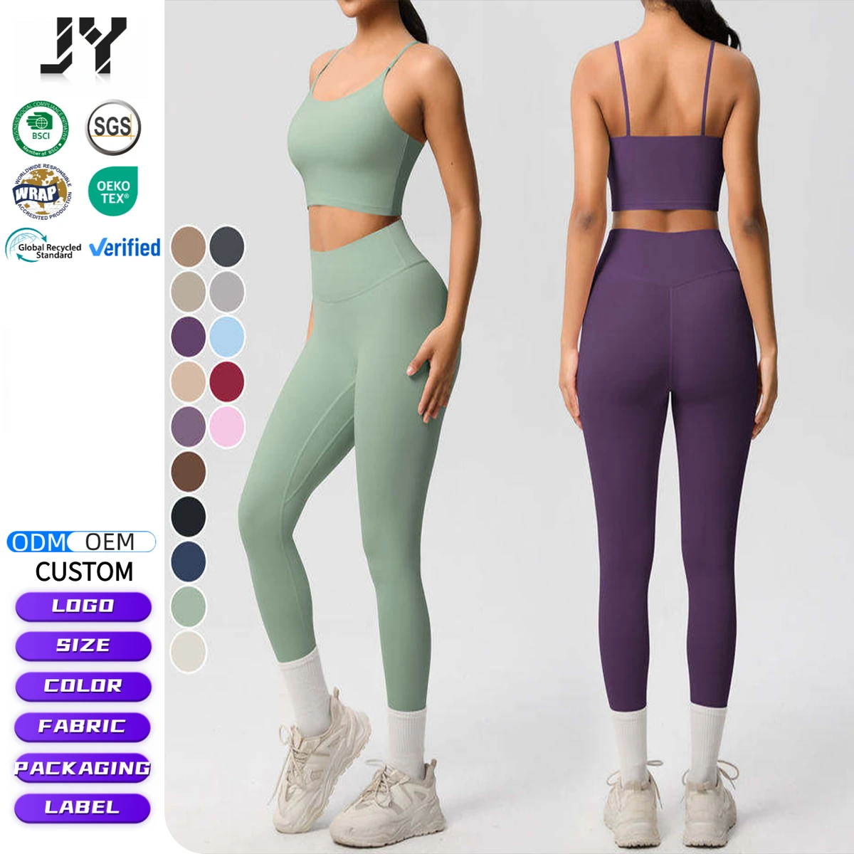JY Newest Set Woman Gym Sets Quick-Drying Shockproof Yoga Bra High Waist Hip Lifting Leggings Sports Fitness Top Womens Gym Sets