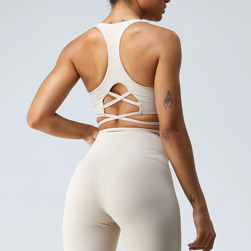 New Design Women High Impact Training Sports Bra Slimming Cross Back Super Soft Sexy Yoga Exercise Bra