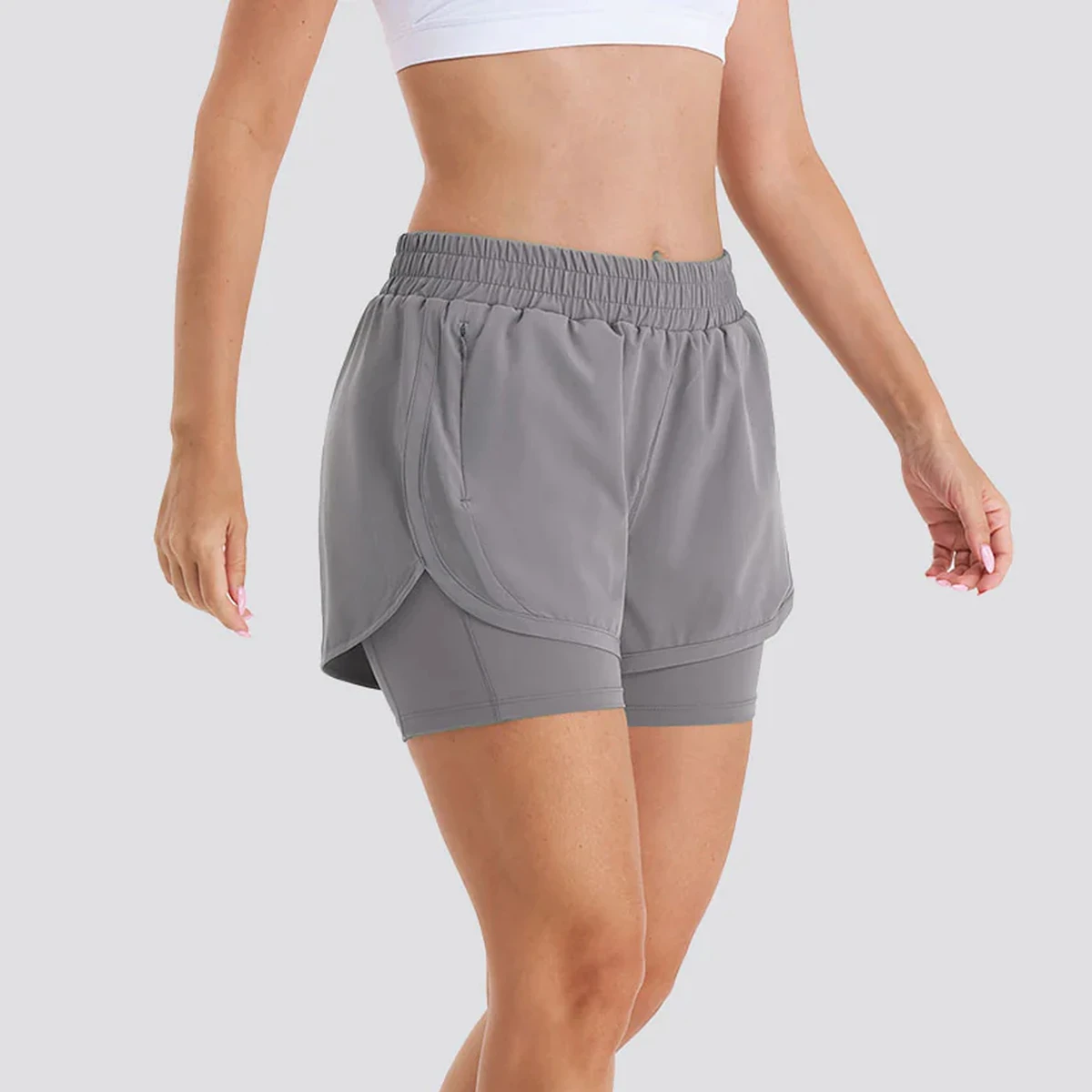 Hot New Women's High Waist Bermuda Shorts Double Layer Fitness & Yoga Workout Wear with Pockets for Running & Exercise
