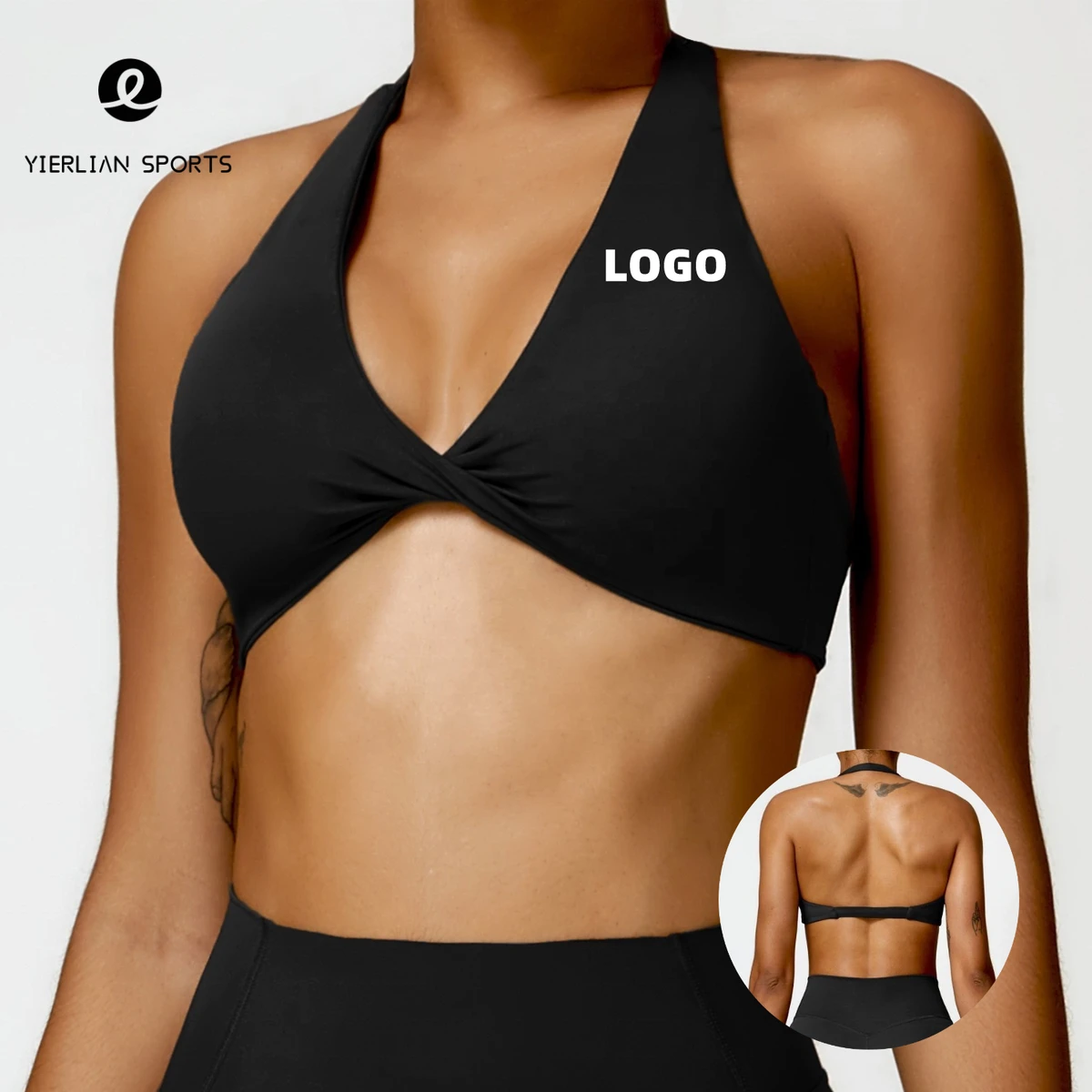2024 Women's Breathable Halter Beauty Back Outdoor Sport Running Fitness Front Twist Yoga Sexy Teens in Sports Bra Bras for Gym