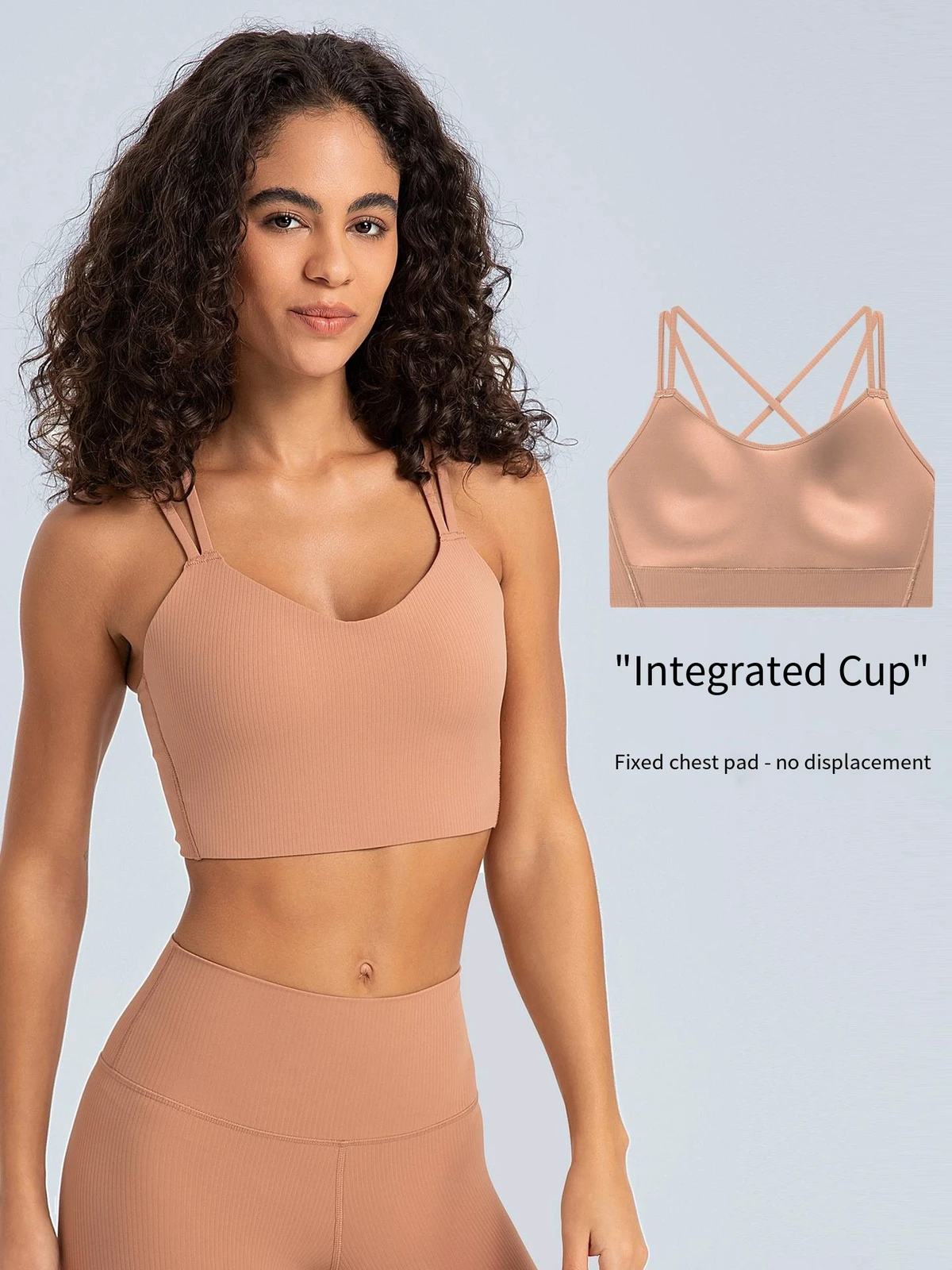 One-piece Cup Lightweight Push-up Fitness Sports Bra for Women Medium Support Crisscross Straps Yoga & Gym Training