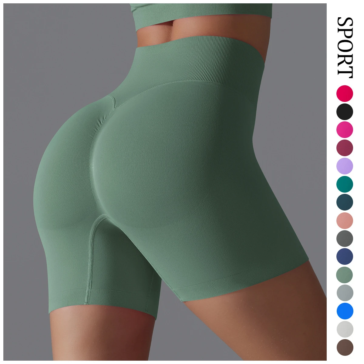 Seamless Yoga Shorts High Waist Lift Hip Tight Shorts Breathable Running Three-quarter Yoga Shorts