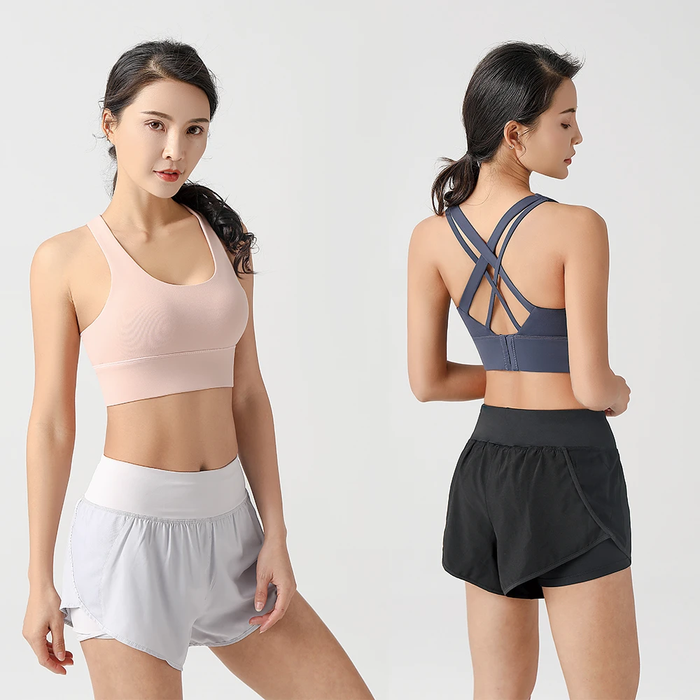 Women's Sports Bra for Running Yoga Shockproof Push up Shaping Fitness Backless Front Buckle Wearable Outside