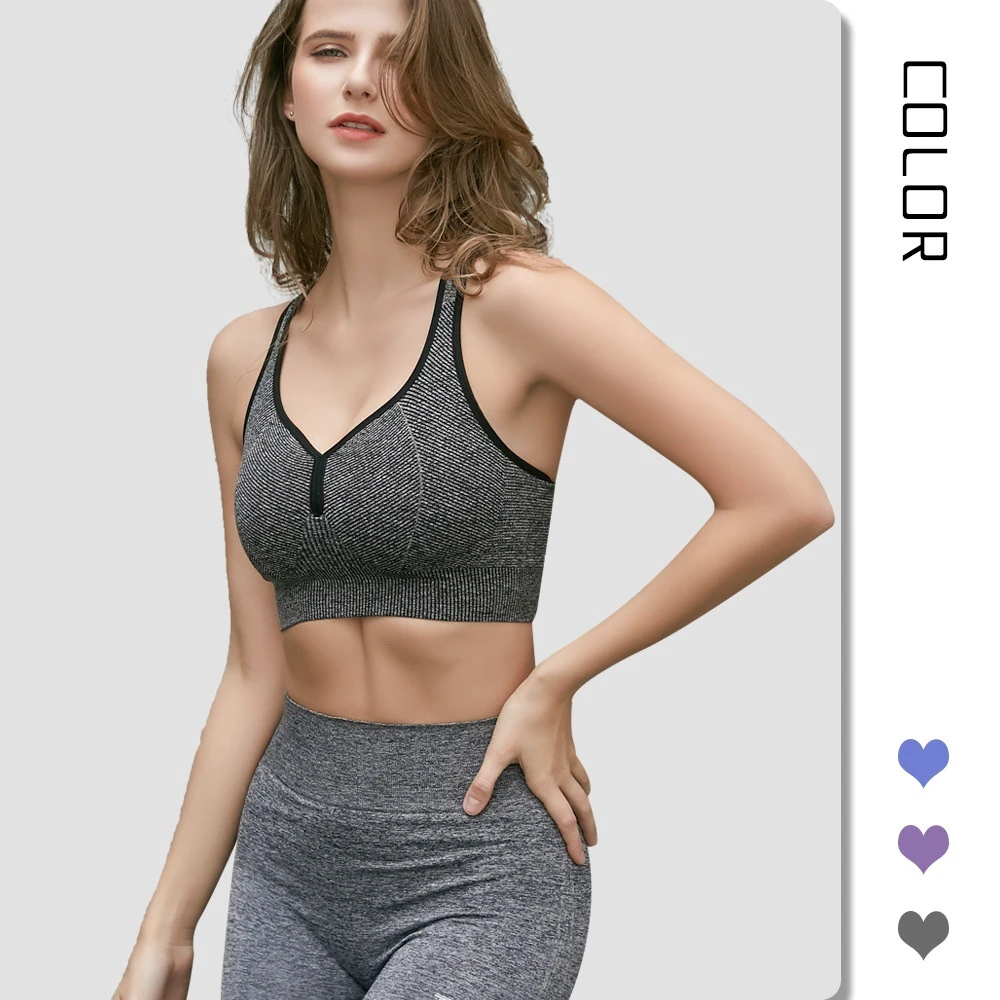 Cross-border for Seamless High Support Spandex/Nylon Sports Bra Fitness Running Shockproof Gather Breathable Quick-drying