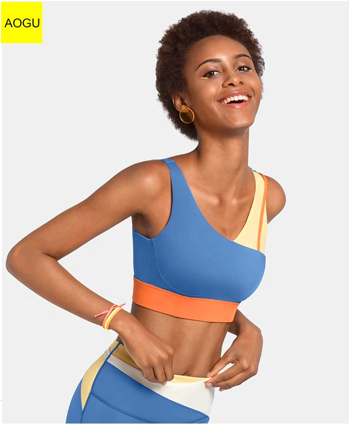Removable High Impact Running Push up Supportive Padded Ladies Gym Yoga Fitness Color Block Sports Bra