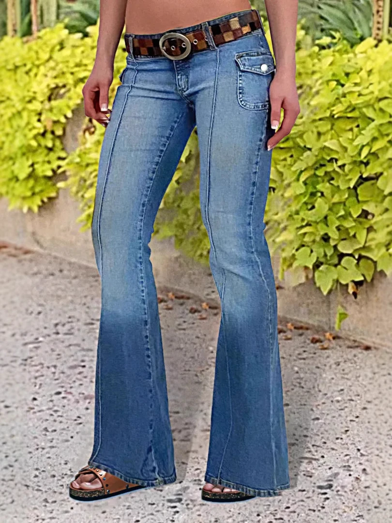 European American Mid Waist Vintage Workwear Women's Denim Straight-leg Regular Fit Quick Dry Polyester/Cotton Full Length Jeans
