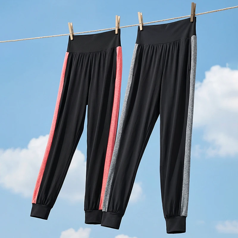Women's Adult Mid-Rise Harem Yoga Pants Wholesale Custom Polyester Sports Running Pants with Pockets Comfortable High Stretch
