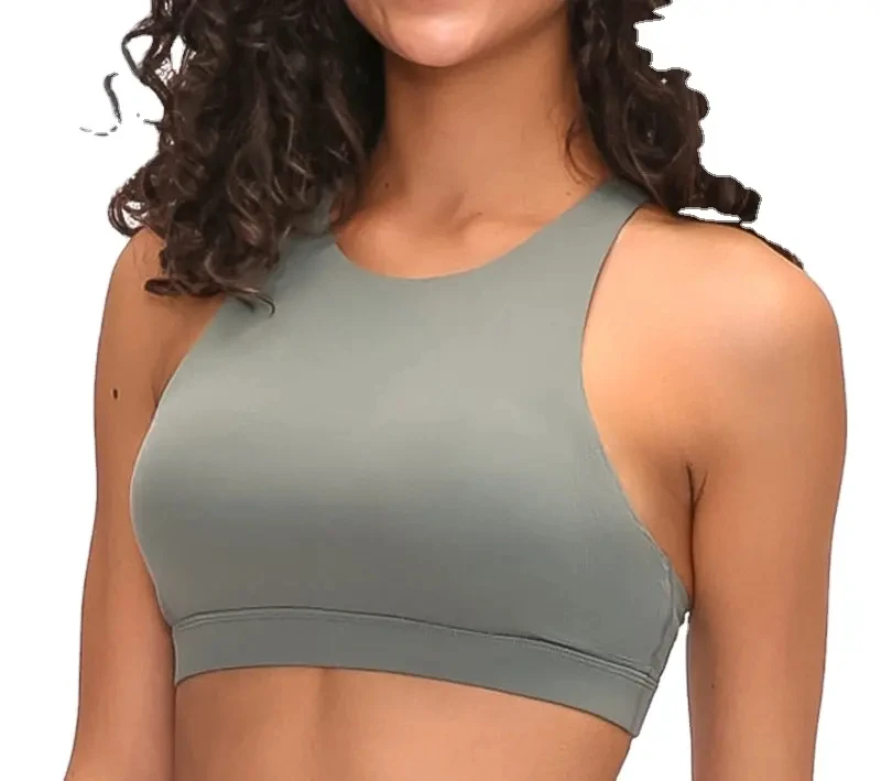 Quick Dry High Support Women's Yoga Sports Bra with Front Logo Deep V-Neck Spandex/Nylon Material-Best Selling Workout