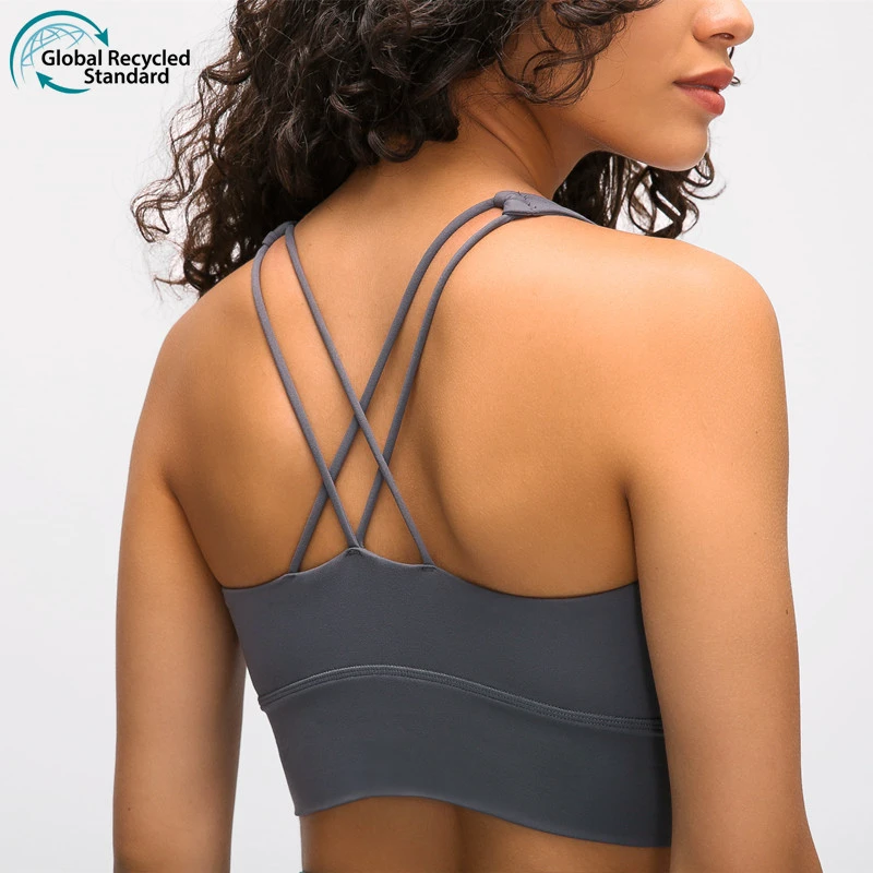 2022 BLACK TECH High Elastic Eco Friendly Sustainable Activewear Recycled Fabric Yoga Sports Bra
