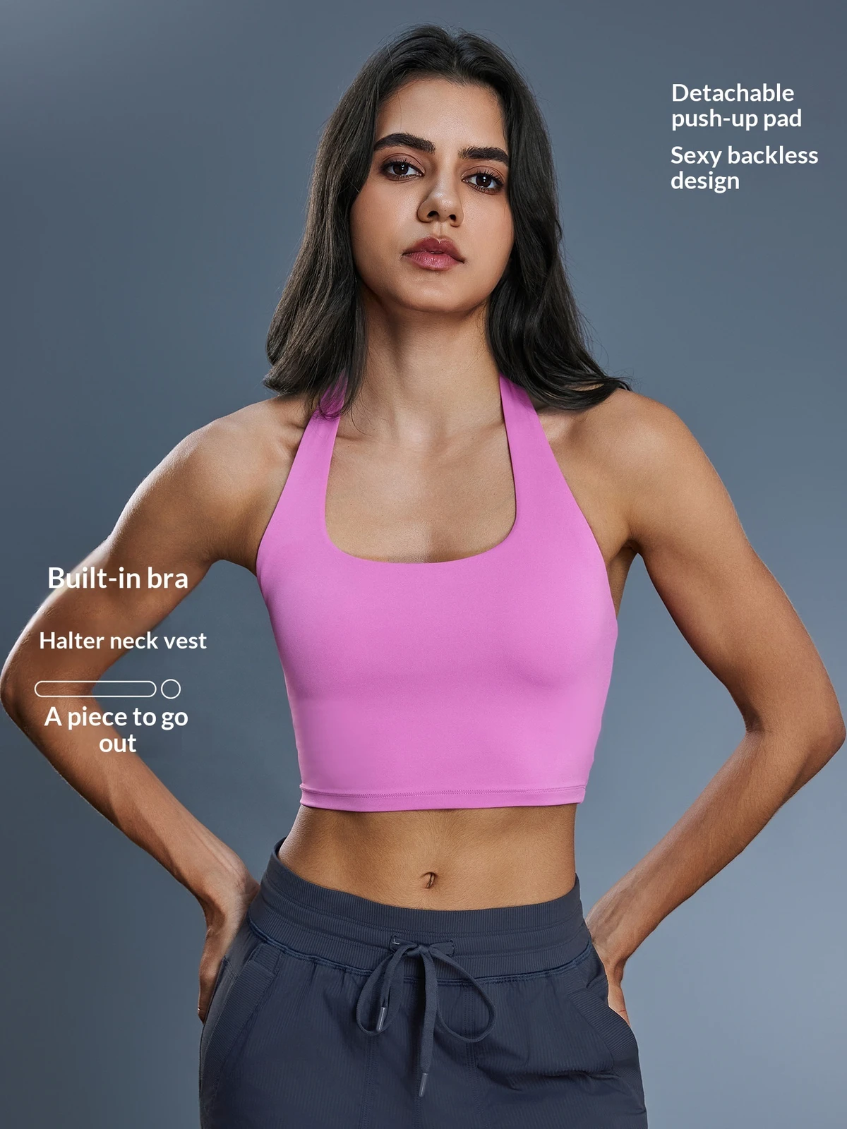 New European American Style Sexy Halter Neck Strapless Breathable High Support Sports Bra for Women Fashionable Neck-wrap style