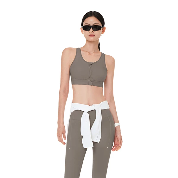 FH Summer Female Sports Bra High Strength Shockproof Integrated Fixed Cup Plus Breathable Lightweight U-NECK Yoga Workout Top