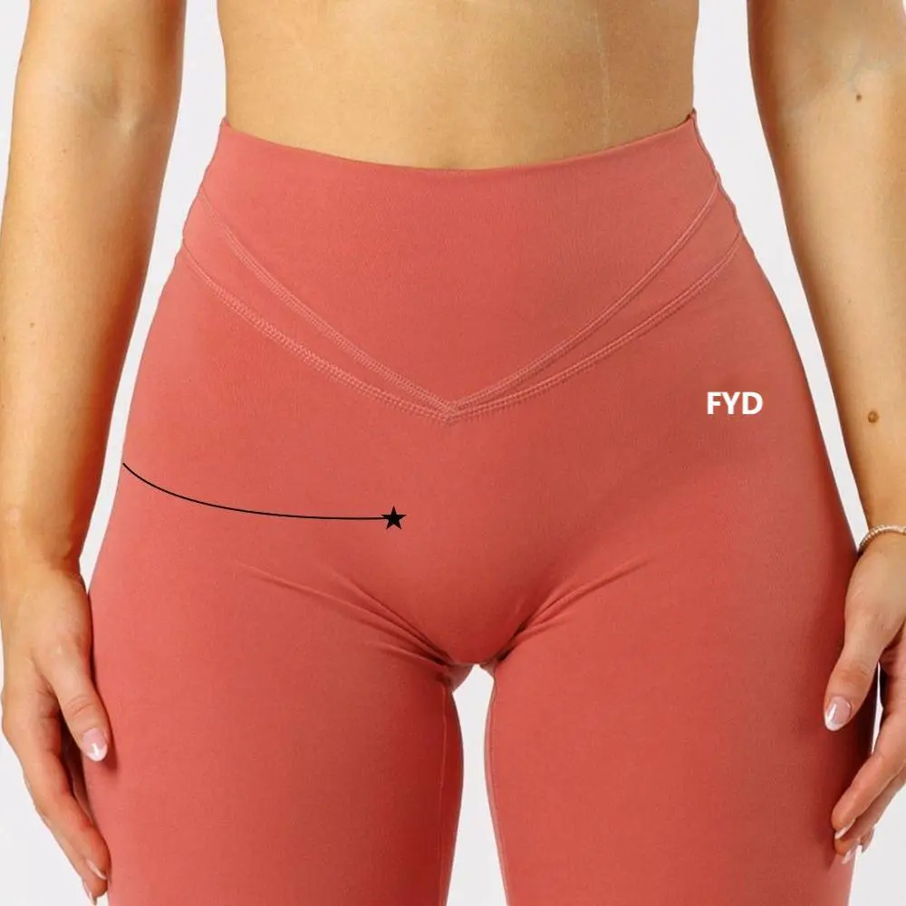 Custom Logo Sample Gym Fitness Clothings Butt Hips Lifting Yoga Pants V Shape Gym Pants Workout Yoga Leggings For Women