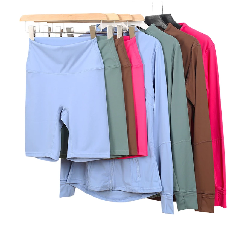 S-3XL Custom Women's Sports Yoga Set Breathable Quick-drying High Waist Leggings Cycling Shorts Gym Fitness Wear 2pcs
