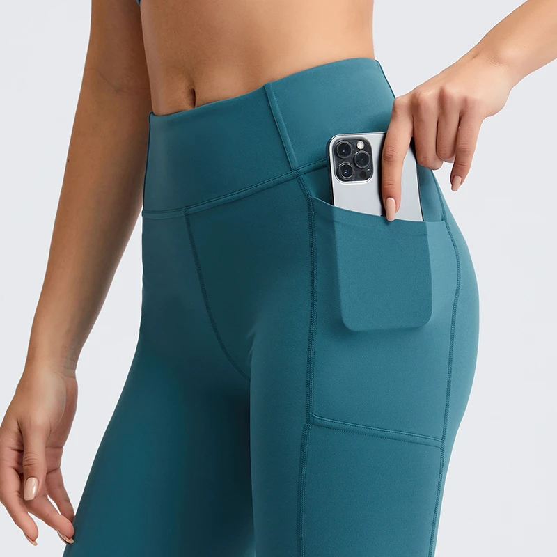Super High Waist Sports Leggings With Side Pocket Tummy Control Yoga Shorts Pants Out Wear Yoga Shorts Woman