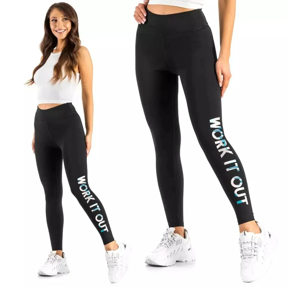 Black 100% Cotton Sport Leggings for Women High Waist Cropped Seamless Fitness Yoga Pants with Breathable Feature Casual Style