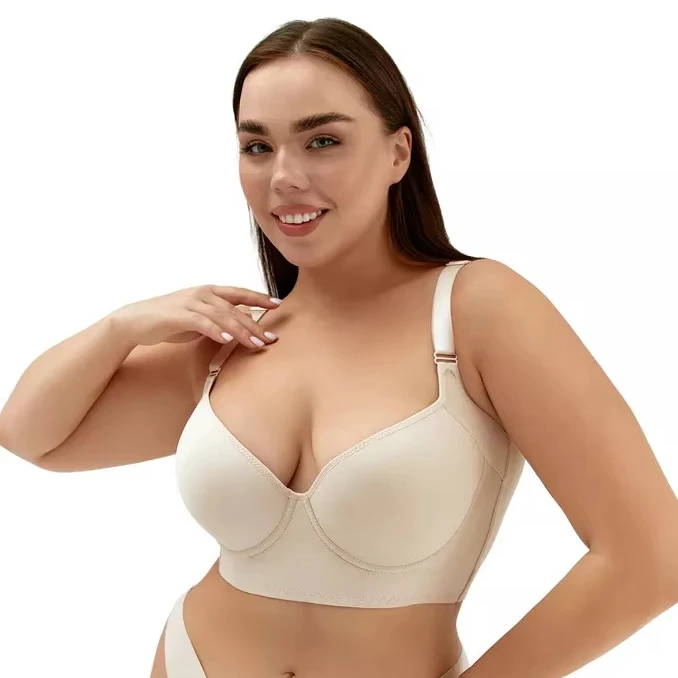 Wholesale Custom 32 40 Size Sports Nylon Bra Beautiful & Sexy Seamless Push-up with Thin Strap Logo on Cup for Plus Size Girls