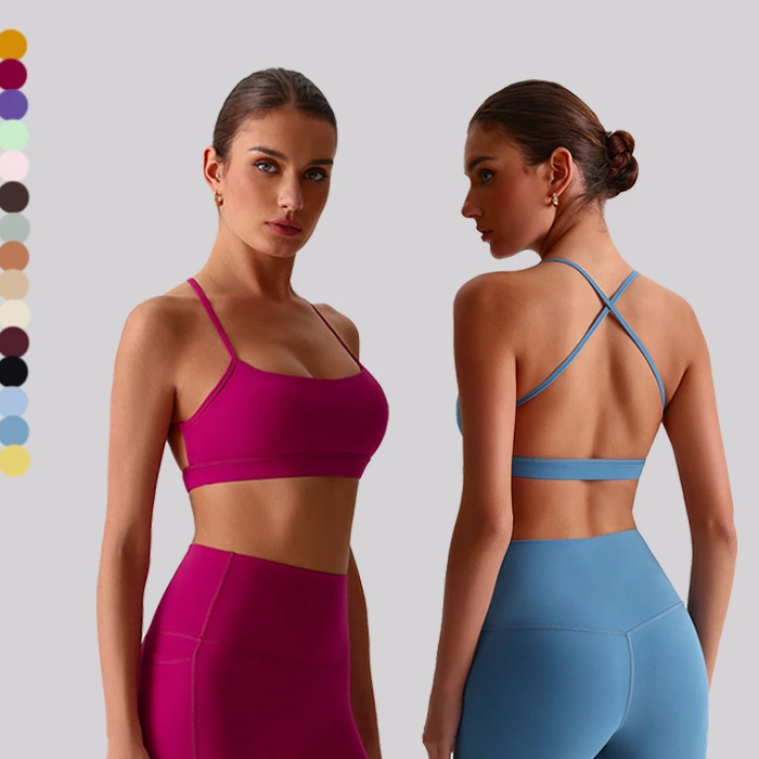 Ultra Soft Cross Back Sports Bra Second Skin Brush Fitness Bra Breathable Quick Dry Gym Bra for Women