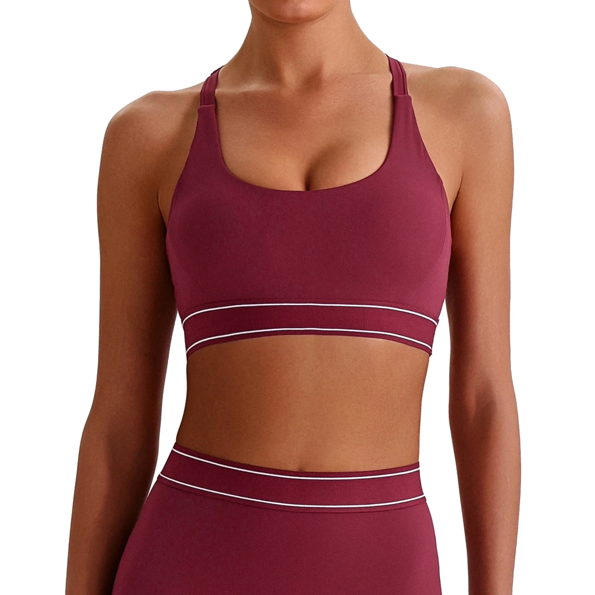 Womens High Support Compression Yoga Sports Bra Breathable Lightweight Seamless Crisscross Straps Print Shockproof Running