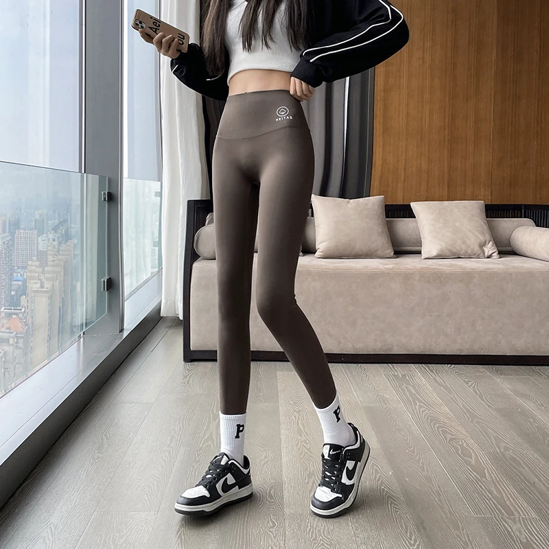In Stock Women Tummy Control Hip Lift Solid Ankle-Length High-Waist Elastic Waist Slim Fit Yoga Sports Leggings Spandex / Nylon
