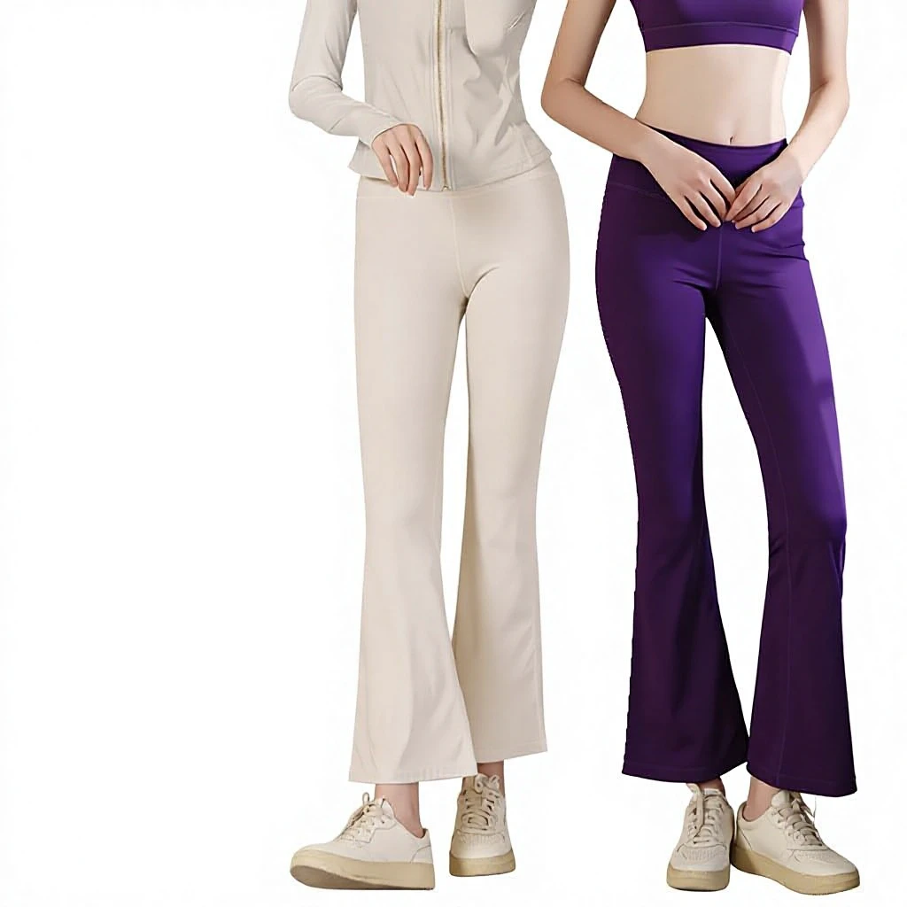 Nylon High-Waisted Bootcut Yoga Pants Slimming Butt-Lifting Workout Flares Cropped Fitness Training Spring Summer