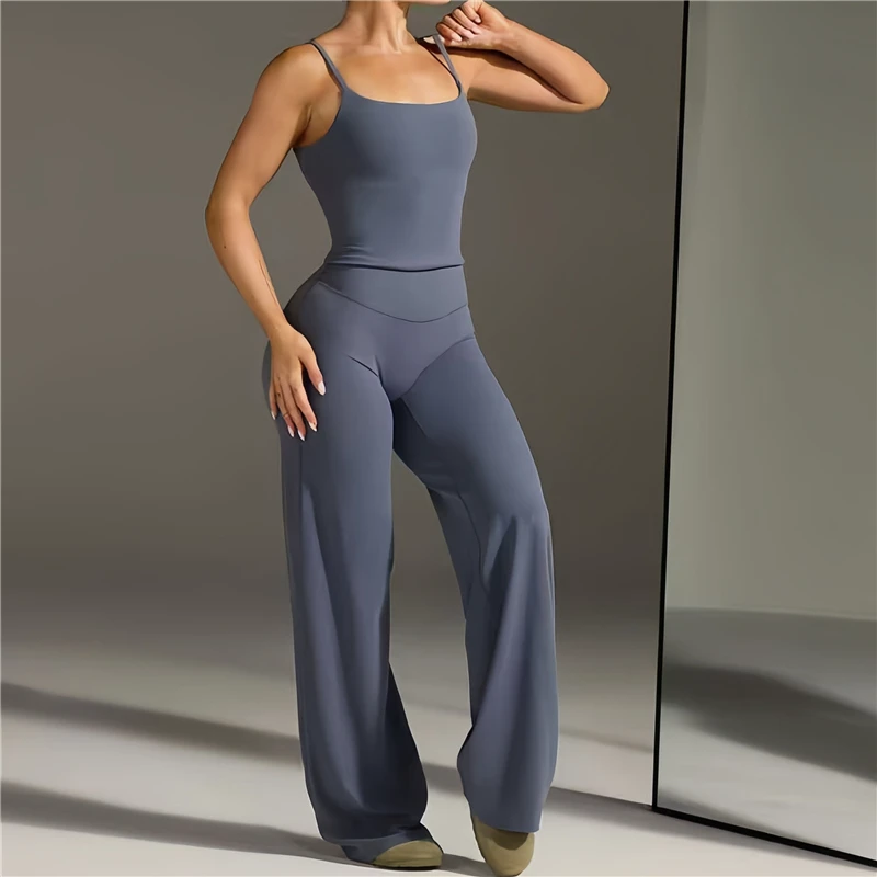 NCLAGEN Yoga Suit Women's Soft U-Back Sports Tank Top High Waisted Straight Leg Pants 2Pcs Gym Fitness Sets