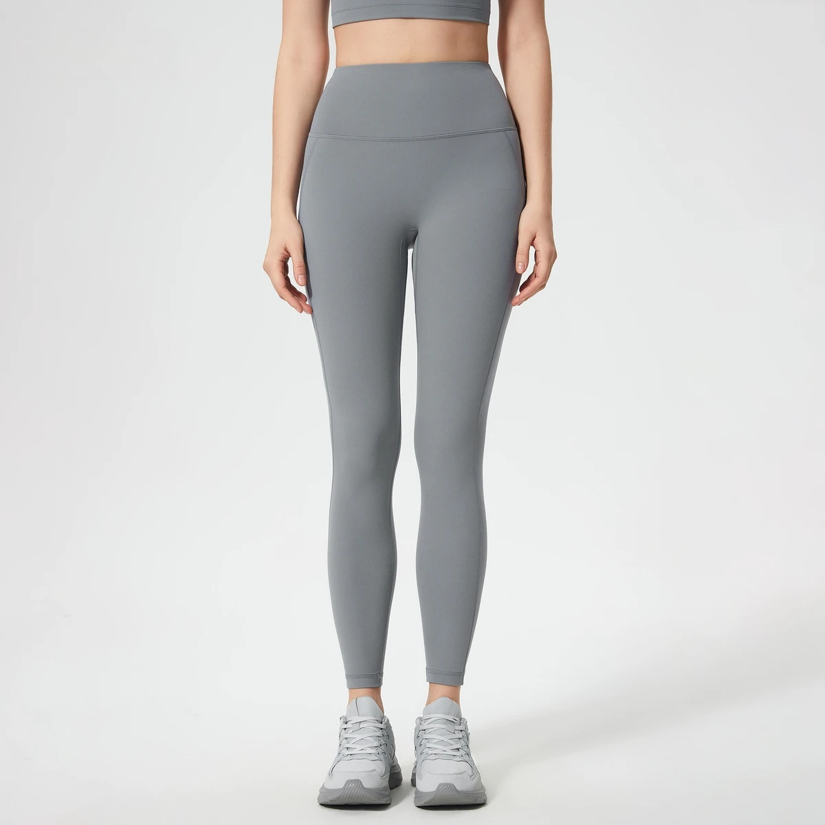 Women's High-Waisted Seamless Yoga Pants Elastic Waist Solid Tummy Control Butt-Lifting Slimming Fitness Cropped Length Leggings