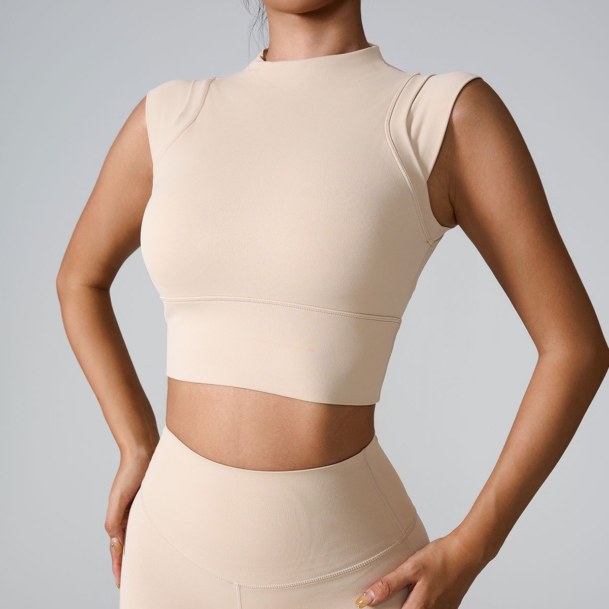 Women's Summer Sports Bras, High-elasticity, Nude, Tight Shaping Yoga Wear, Flying Sleeve Sports Underwear