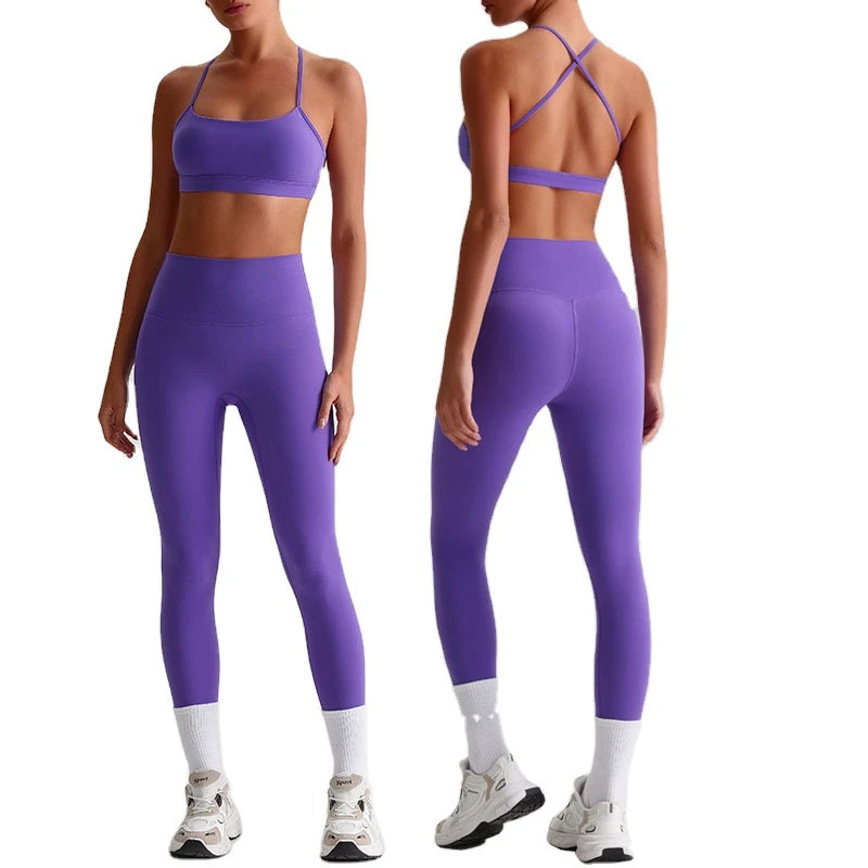 New Arrivals Womens Sets Cross Back Sports Bra High Waist Leggings 2 Piece Suit Yoga Set Gym Fitness Sets for Women