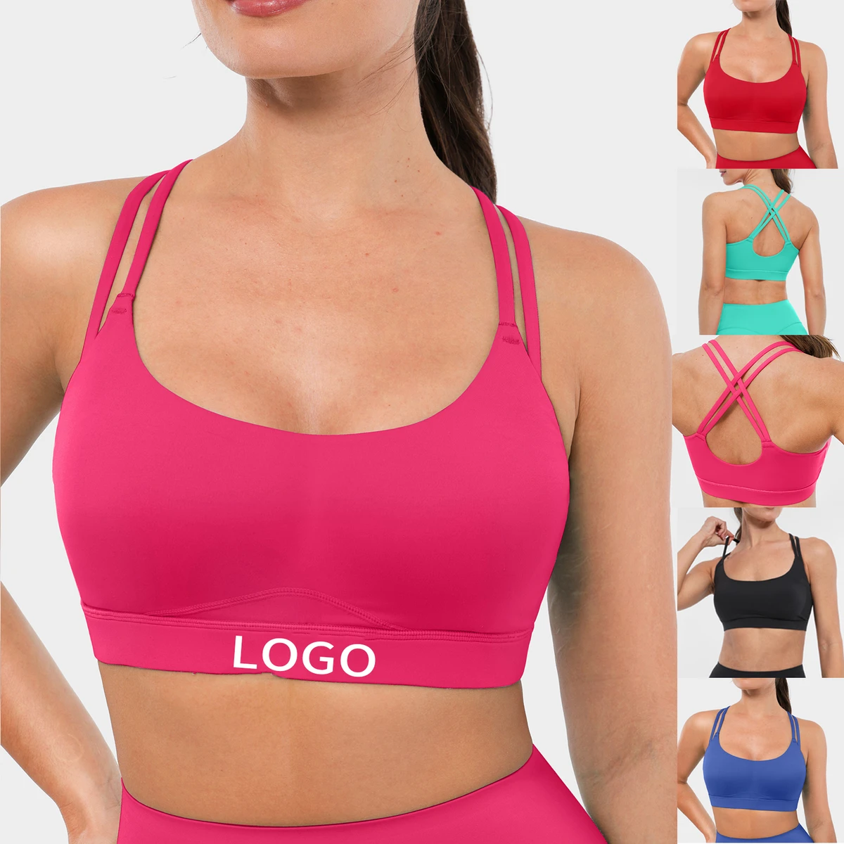 Vractive Lightweight Sports Bra Breathable Custom logo Cross-Back Strappy Removable Cups Medium Support Crop Bras Wholesale