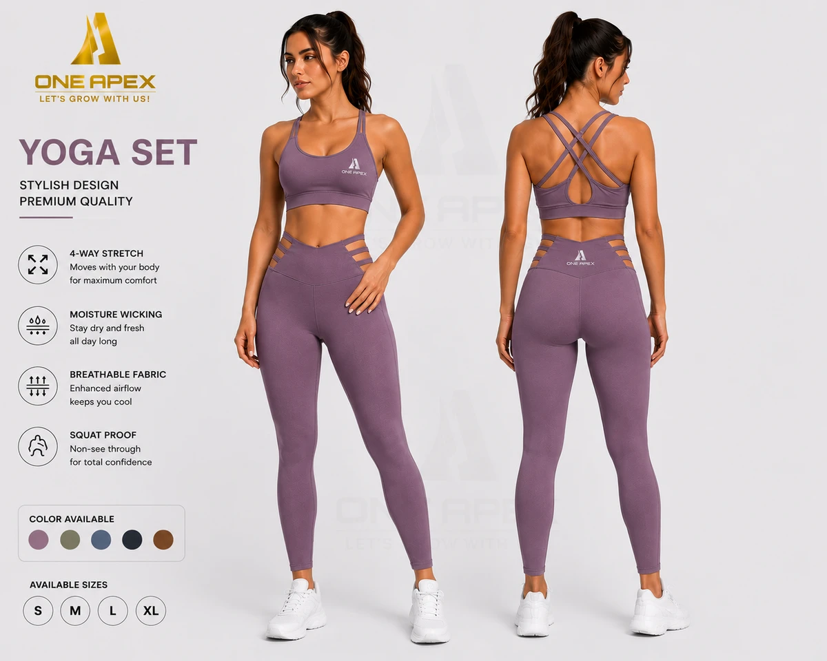 Women Seamless Yoga Set High Waist Leggings Cross Back Sports Bra Gym Workout Activewear Set