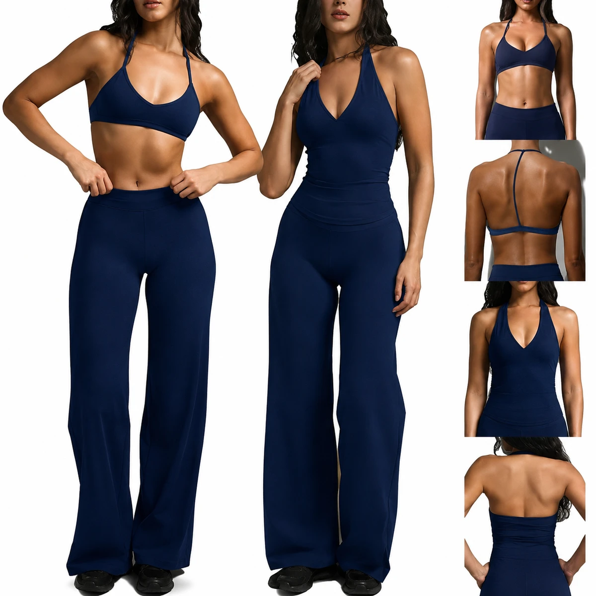 High Waist Straight Leg Yoga Leggings Brushed Fabric Solid Color High Quality Gym Workout Women's Casual Sports Activewear Front