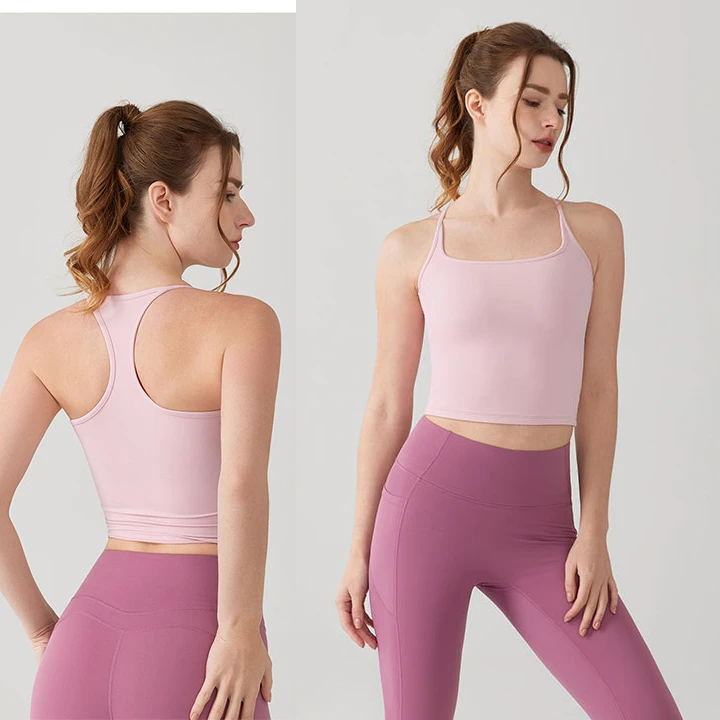 Women's Lightweight Breathable Eco-Friendly High Support Sports Bra Fixed Cups Adjustable Straps Shockproof Push-Up Design Yoga