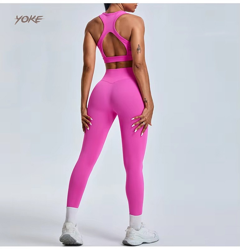 Yoke New Best Selling Backless Sports Bra High Impact High Waist Fitness Leggings Sportswear for Woman Two Pieces Yoga Set