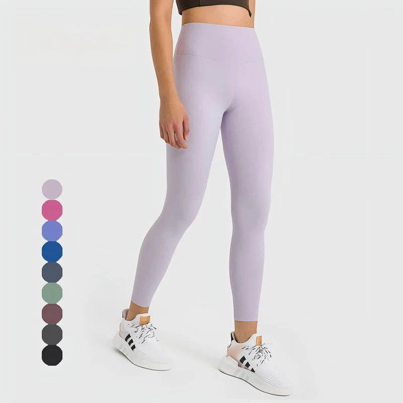 Women's Solid Full Length Buttery Soft Four-Way Stretch Quick Dry Elastic Waist High Waist Leggings Breathable Sweat-Wicking