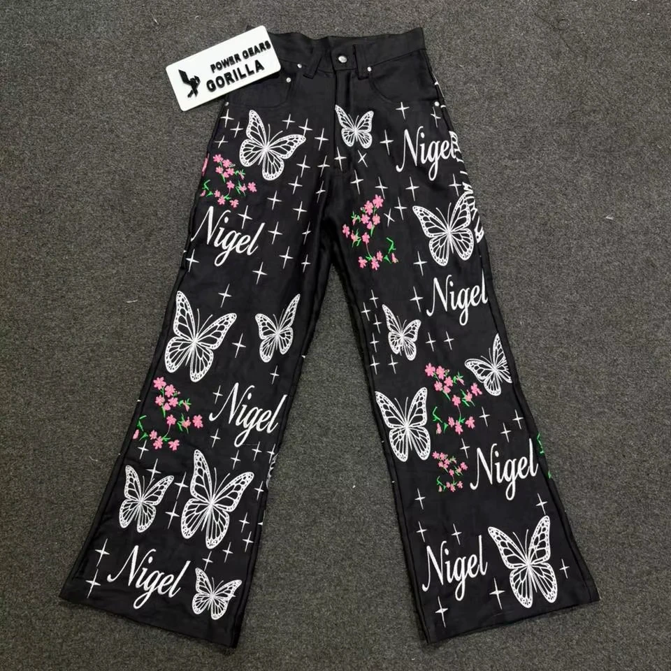 Gorilla Power Gears Black High Waist Breathable Stretch Straight Casual Denim Jeans Eco-Friendly Washable 220g All Season Solid
