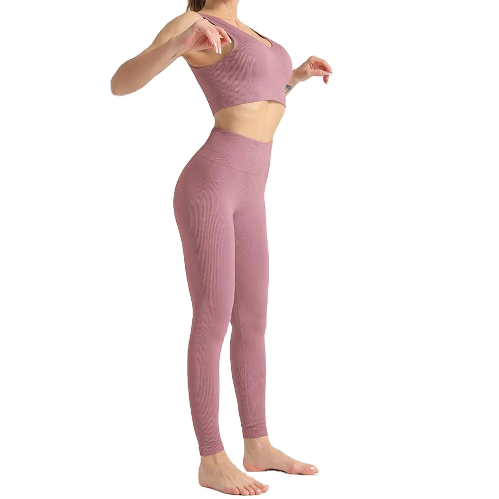 Quick Dry Lightweight Wrinkle-Resistant 2-Piece Yoga Set for Women High Waist Four-Way Stretch Custom Logo New Arrival