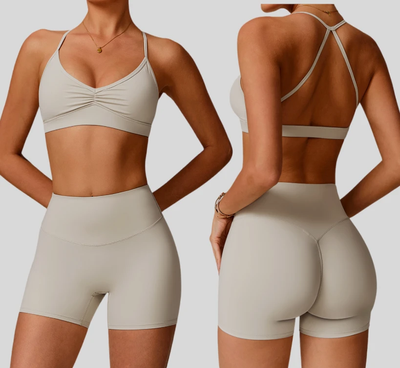 Quick-drying Lightweight Breathable Eco-Friendly Simple V-neck Yoga Bra Crisscross Straps High Support Removable Pads Sports