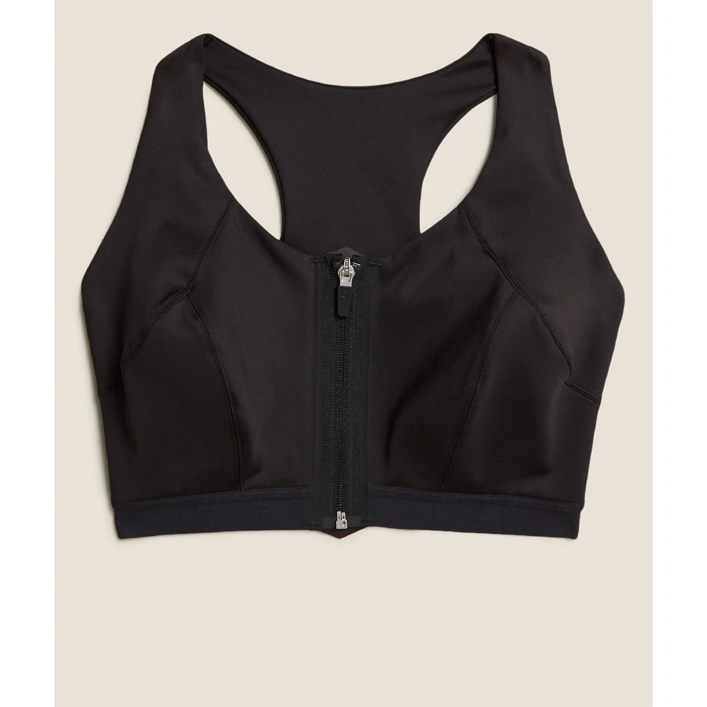 Custom Sports Bra Yoga Fitness for Women's Workout Jogging Push up Activewear Black Color Front Zipper Sport Bra