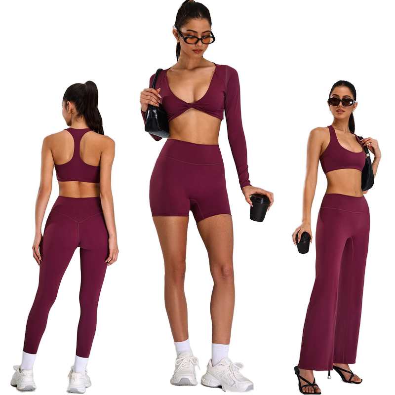 Quick-Dry Breathable Yoga Wear Outdoor Running Fitness Set Slimming High-Waisted Pants High-Intensity Sports Five-Piece Set