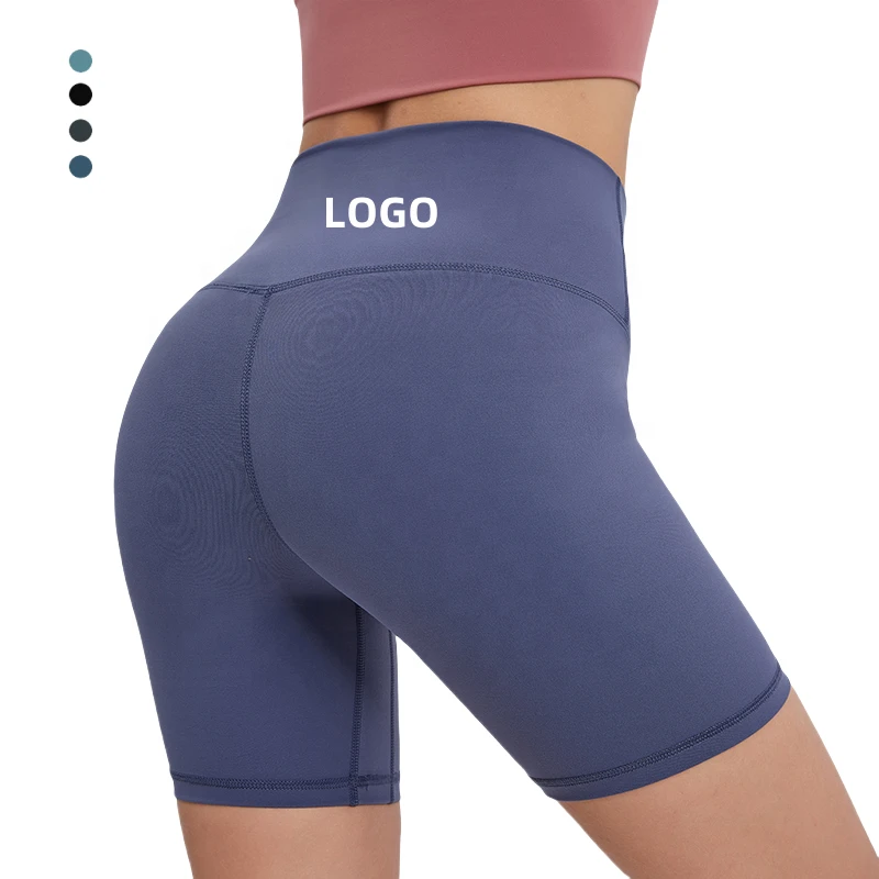 Women's High-Waist Yoga Shorts with Pocket Quick-Drying Hip-Lifting Solid Pattern Sports Training Leggings for Running Fitness