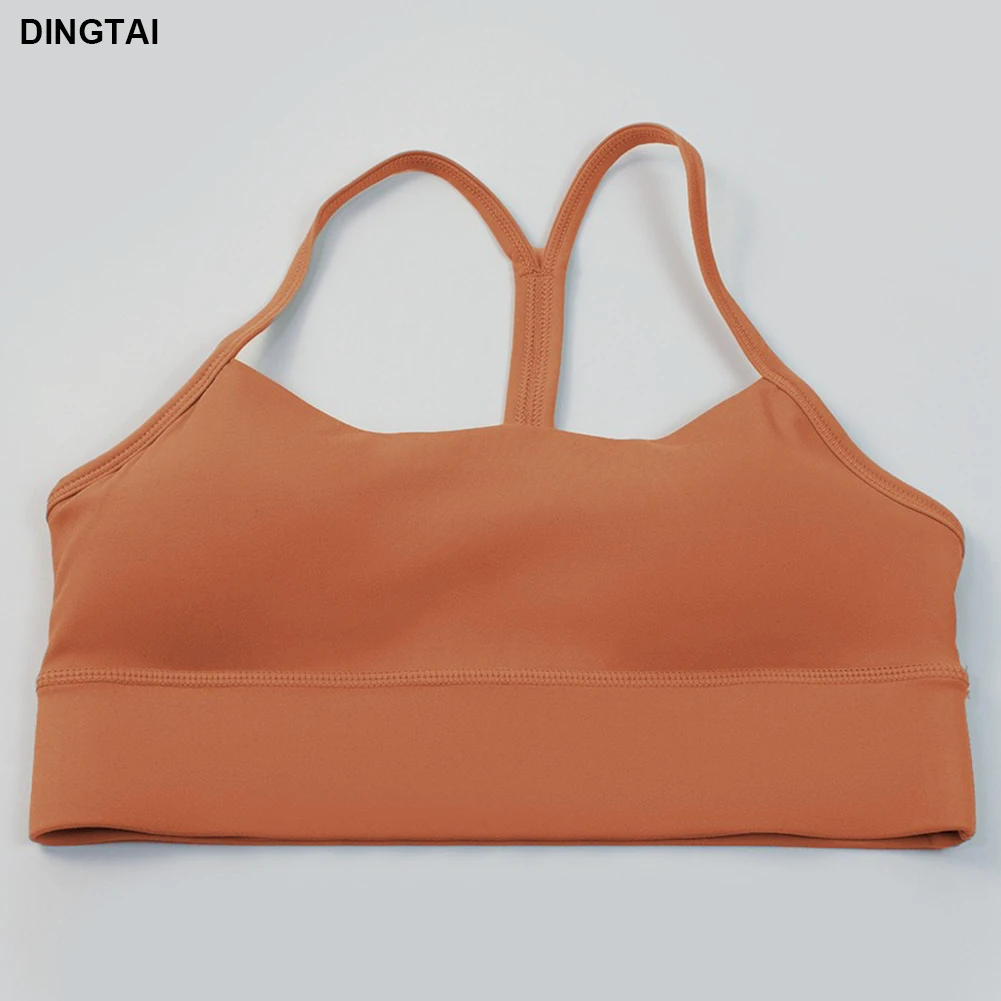 High Support Women Yoga Crop Top Bodybuilding Padded Bra Y-shaped Shoulder Strap Sports Bra Yoga Beauty Back Fitness Wear