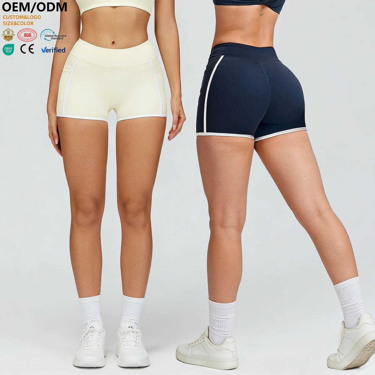 XW-EDK2501 Hot Selling Fitness Lightweight Side Pocket High Waist Butt Lifting Tummy Control Gym Clothing Shorts Yoga